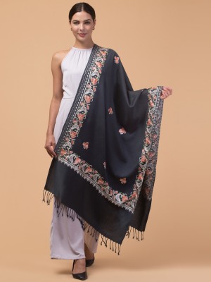 Tweedle Wool Embroidered Women Shawl(Grey)