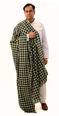 Vrinde Wool Checkered Men Shawl(Black)