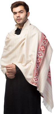 Braid N Cord Polyester Wool Blend Applique Men, Women Shawl(White)