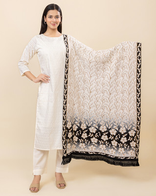 Wrap Me Warm Viscose, Acrylic, Wool Woven Women Shawl(Black, Beige)