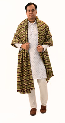 KAVIM Wool Checkered Men Shawl(Multicolor)