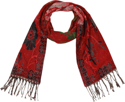 KIRE NE Wool, Acrylic, Rayon Self Design Women Shawl(Multicolor)