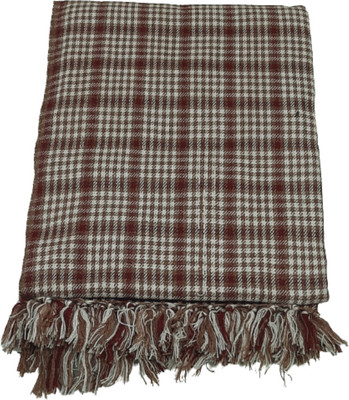 CHANDRAVATI Wool Checkered Men Shawl(Brown)