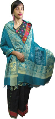 BE SWADESHI Cashmere Embroidered Women Shawl(Light Blue)