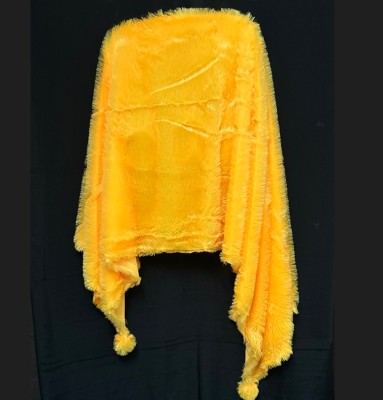 SAVAARA Fur Solid Women Shawl(Yellow)