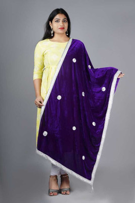 RANKYA Velvet Solid Women Shawl(Purple)