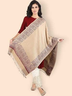 Trandone Wool Embroidered Women Shawl(Beige)