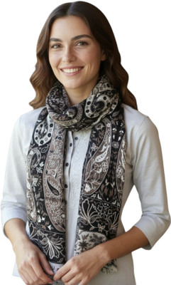 shahposh Viscose Paisley Women Shawl(Black, White)