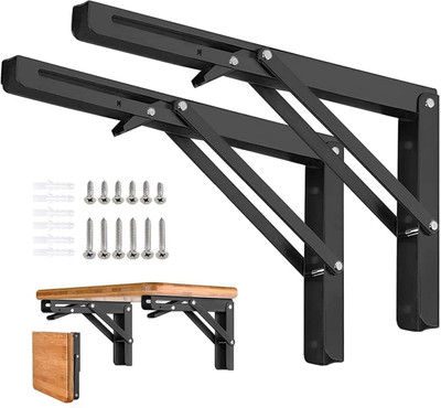 INDIWARRIOR Heavy Duty Folding Shelf Brackets, Wall Mounted Space Saver, Table/bench Support 30 CM Shelf Bracket(Steel)