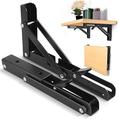 Coozico 2 Pcs 8 Inch Wall Mounted Triangle Folding Shelf Bracket 20 CM Shelf Bracket(Iron)