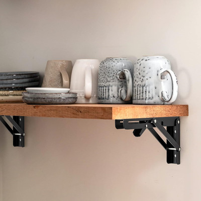 Rexmon 30 CM Heavy Duty Folding Shelf Brackets, Space Saver, Table/bench Support 30 cm Shelf Bracket(Iron)