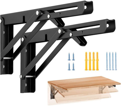 GRANTHI ENTERPRISE Folding Shelf Brackets,Heavy Duty Metal Collapsible Shelf Bracket for Table,Desk 40.82CM Shelf Bracket(Iron)