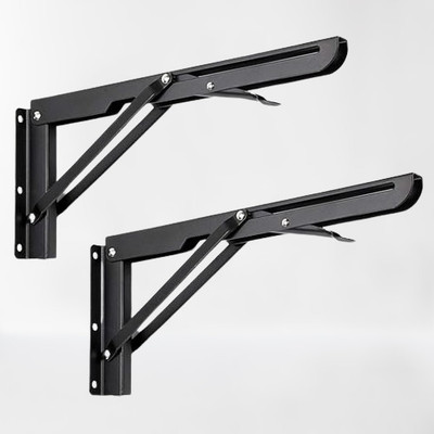 RH MALL Shelf_bracket_SB101 8, Folding Shelf Bracket 8 Inch, 2 Pcs, Max Load 200KG(Black) Shelf Bracket(Iron)