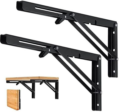 SK SOPPY Folding Shelf Brackets, Heavy Duty Collapsible Shelf Bracket, Black(40cm) 40 Shelf Bracket(Iron)