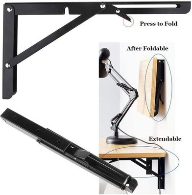TINSUHG Heavy Duty Metal Collapsible Shelf Bracket for Bench Table 2 pcs (12 inch) 12 CM Shelf Bracket(Iron)
