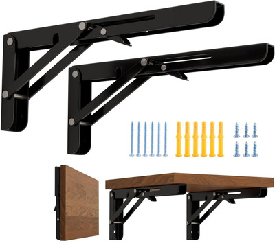 flea Heavy Duty Folding Shelf Brackets, Wall Mounted Space Saver, Table/bench Support 30CM Shelf Bracket(Iron)
