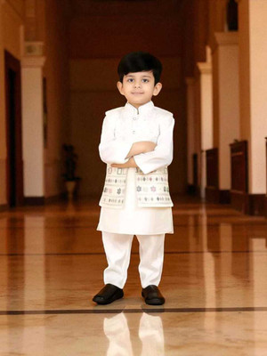 RRFASHION Baby Boys Festive & Party Blazer and Pant Set(White Pack of 1)