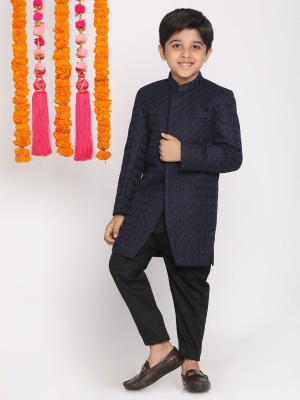 VASTRAMAY Boys Festive & Party Sherwani and Churidar Set(Blue Pack of 1)