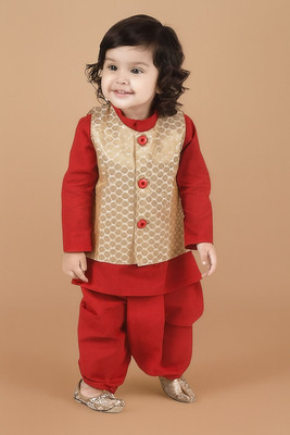 Rafizgarments Kids Ethnic Kurta Set with Jacket Woven Sherwani