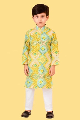 DMTZ Boys Festive & Party Kurta and Pyjama Set(Multicolor Pack of 1)