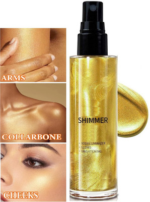 MYEONG Highlighters Makeup Spray, Smooth And Non-sticky Gold Color Shimmer Body Spary(Golden)