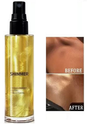 Luipui For Woman Face & Body shimmer spray liquid shiny Highlighter Golden	-1(GOLDEN)