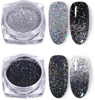GFSU 2 LOOSE GLITTER POWDER EYESHADOW FOR MULTI PURPOSE(BLACK, WHITE)