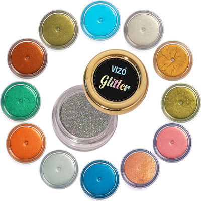 vizo Trending Shimmer Eyeshadow with Silver Holographic Sparkle Makeup(Multicolor)