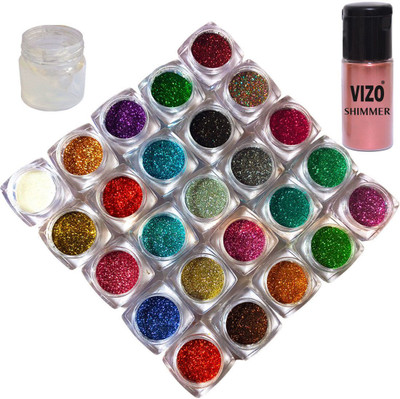 vizo Shining Shimmer (Rosegold) Dust Multicolor Glitter Powder + Glitter Glue(Multicolor)