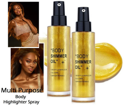 Latixmat Moisturizing Luminizer Glow Illuminator Quick-Drying Sparkling Glitter Spray(GOLDEN)
