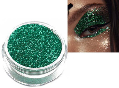GULGLOW99 GREEN GLITTER 3D DUST POWDER EYESHADOW FOR HIGH PIGMENT(GREEN)