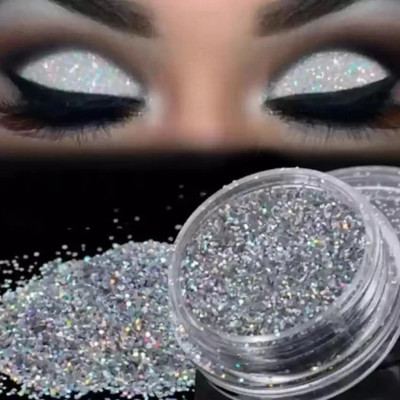 Arcanuy Loose glitter shimmer powder used as eye shadow / highlighter(silver)