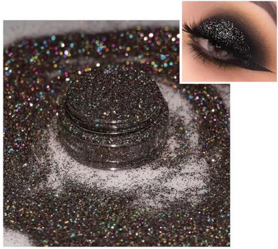 Yuency 3D Finish Multi Purpose Soft Touch Black shimmery glitter POWDER(BLACK)