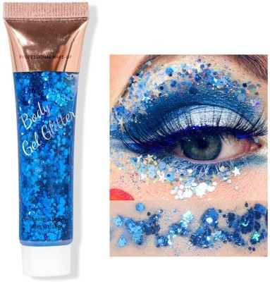 MYEONG Makeup Body Glitter Gel Nail Hair Face Eye Blue Color Glitter Tube Highlighter(Blue)