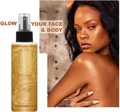 YAWI Face And Body Highlighter 3D glow shine for medium to wheatish skin Liquid(GOLDEN)