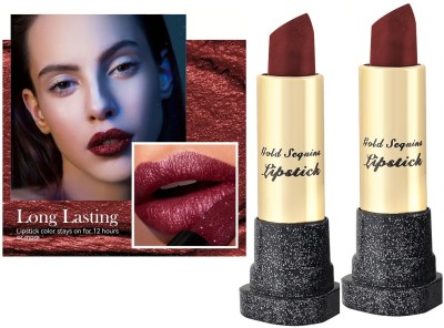 tanvi27 Waterproof Long Lasting Diamond Pearlescent Metallic Lipstick Set(Mettalic Maroon)