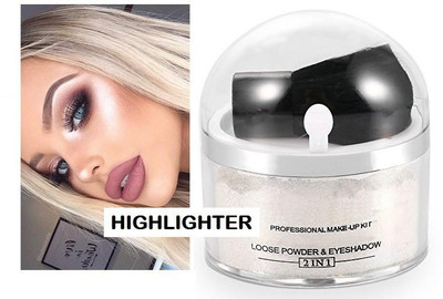 ADJD Make Up Face Brightener 2 in 1 Loose Powder Glitter Highlighter(SILVER)