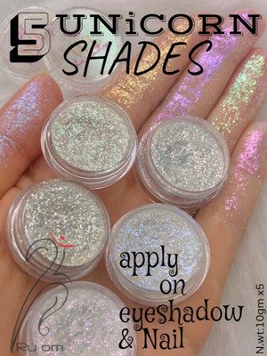 TRUOM Glitter Eyeshadow,Highlighter & Nail Art | Highly Pigmented Dust | EYE CATCHING(UNiCORN SHADES, COMBO)