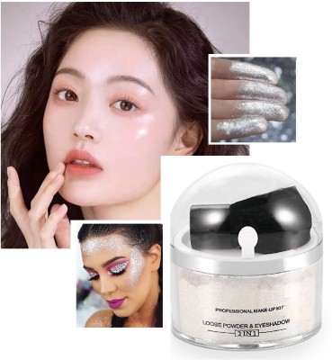 YAWI Silver Shimmery shiny powdery face & body highlighter powder Highlighter Compact(Silver, 15 g)