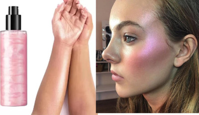 GABBU Body Shimmer intense colour Non-greasy Long-lasting shimmer moisture pink spray((ROSE PINK))