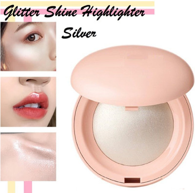 AFARAXIA shimmer highlighter compact for face makeup(shimmer silver)
