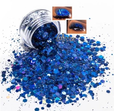 Latixmat Best Mermaid Chunky Blue Glitter for Eyeshadow, face, hair & nail(Blue)