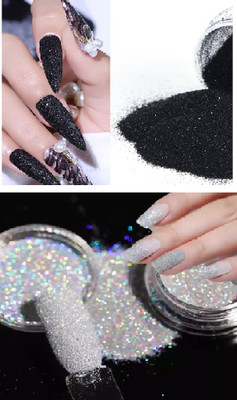 Yuency SOFT SPARKLY WHITE GLITTER EYE SHADOW BLACK & WHITE(WHITE, BLACK)