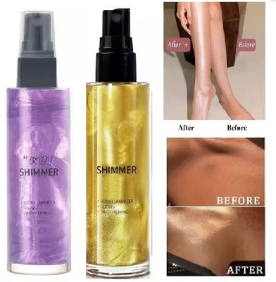 Luipui Shimmery Highlighter Spray Face Body For All Skin Tone (Purple, GOLDEN)-2(GOLDEN, PURPLE)