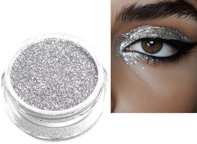 MYEONG 3D Finish Multi Purpose Thick Shimmer Glitters Silver Color Shimmer Powder(Silver)