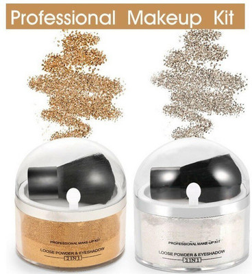 ADJD GOLD & SILVER 2 IN 1 GLITTER SHIMMER FINISH MULTI USE LOOSE HIGHLIGHTER POWDER(GOLD, SILVER)