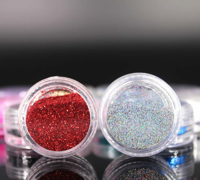 HUZURLU 3D Finish Multi Purpose Soft Touch Red + Silver shimmery glitter(RED, SILVER)