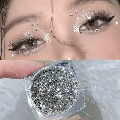WOONGMI Highly Pigmented Silver 5D Glitter Eyeshadow(Silver)