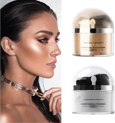 MYEONG Golden & Silver Highlighter Gold Shimmery Shiny Face Makeup Shimmer Powder Compact(Gold, Silver, 50 g)