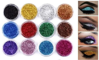Yuency 12 Color Loose Shimmer Multicolor Eye Shadow Glitter Powder(MULTI COLOR)